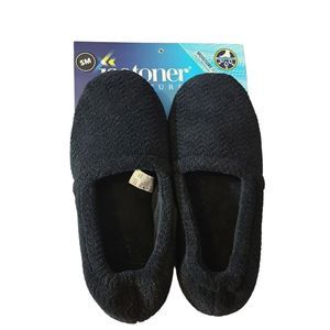 Isotoner Signature Black Moisture Wicking Slippers Size Small